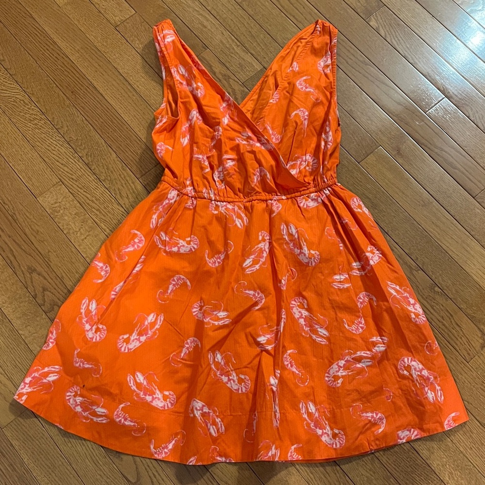 Last chance Maeve Anthro Lobster Flirty Wrap Mini Dress - Picture 4 of 16